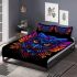 Colorful owl with glowing neon eyes bedding set