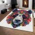 Colorful panda head design with vibrant colors area rugs carpet