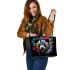 Colorful panda in the style of graffiti leather tote bag