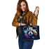 Colorful panda in the style of graffiti leather tote bag