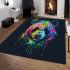 Colorful panda splatter painting with bright area rugs carpet