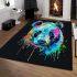 Colorful panda splatter painting with bright area rugs carpet