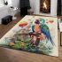 Colorful parrot in whimsical scene area rugs carpet