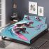 Cool monkey surfing with electric guitar bedding set