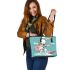 Cool rabbit surfing with electric guitar and headphones leather tote bag