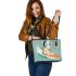 Cool rabbit surfing with electric guitar and headphones leather tote bag