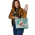 Cool rabbit wearing sunglasses surfing with electric guitar leather tote bag