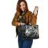 Cool white tiger with dream catcher leather tote bag