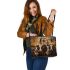Cows with dream catcher leather tote bag
