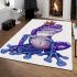 Crown on top of purple and blue tree frog cartoon caricature area rugs carpet