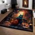Curious cat and the violin serenade area rugs carpet
