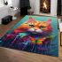 Curious cat in a colorful dream area rugs carpet