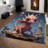 Curious dinosaur in fantasy land area rugs carpet