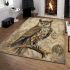 Curious owl on vintage maps area rugs carpet