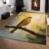 Curious yellow bird perched in nature area rugs carpet