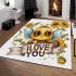 Cute baby bee wearing sunflowers area rugs carpet