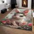 Cute baby bunny with big eyes area rugs carpet