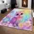 Cute baby owl with big eyes pink and purple colors area rugs carpet