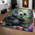 Cute baby panda eating bamboo area rugs carpet