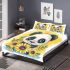 Cute baby panda with sunflowers on a yellow bedding set