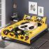 Cute baby panda with sunflowers on a yellow bedding set