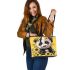 Cute baby panda with sunflowers on a yellow leather Chic Stylish Tote Bag & Women Totes: Perfect Gift for Girlfriend | Crossbody, Purse, Handbag