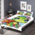 Cute baby turtle with big eyes and colorful flowers bedding set