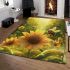 Cute bee sits on the petals of sunflowers area rugs carpet