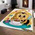 Cute bee with big eyes and coffee area rugs carpet