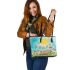 cute bees and music notes and piano with the sun Leather Tote Bag