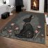 Cute black rabbit with a pink collar area rugs carpet
