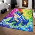 Cute blue and green striped frog area rugs carpet