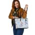 Cute bunny and flowers leather tote bag