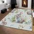 Cute bunny and flowers area rugs carpet