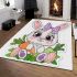 Cute bunny with big eyes and a purple bow area rugs carpet