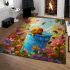 Cute cartoon baby bee sitting in a blue bucket area rugs carpet