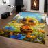 Cute cartoon baby bee with big eyes holding a heart area rugs carpet