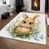 Cute cartoon baby bunny with big eyes sitting area rugs carpet