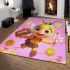 Cute cartoon bee character holding flowers and honeycomb area rugs carpet