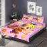 Cute cartoon bee character holding flowers and honeycomb bedding set