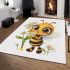 Cute cartoon bee holding flowers area rugs carpet