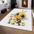 Cute cartoon bee holding flowers area rugs carpet