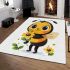 Cute cartoon bee holding flowers area rugs carpet