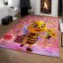 Cute cartoon bee holding flowers and a briefcase area rugs carpet