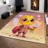 Cute cartoon bee holding flowers and a honeycomb area rugs carpet