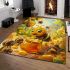 Cute cartoon bee is happily eating honey area rugs carpet