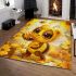 Cute cartoon bee is holding honey area rugs carpet