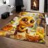 Cute cartoon bee with big eyes and wings area rugs carpet