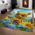 Cute cartoon bee with big eyes holding a heart shaped honey area rugs carpet