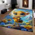 Cute cartoon bee with big eyes holding a heart shaped honey area rugs carpet